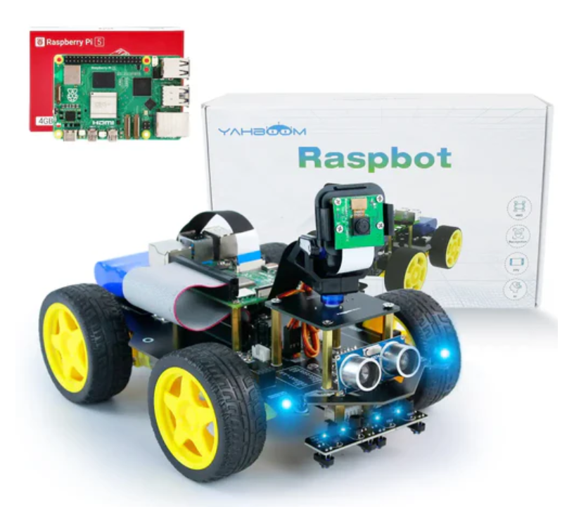 Yahboom Raspbot AI Vision Robot Car with FPV Camera for Raspberry Pi 5 (with Raspberry Pi 5 4G Development Board)