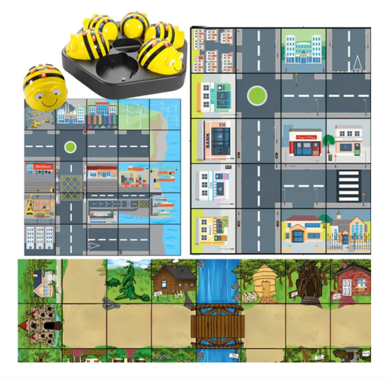 TTS Programmable Bee Robot See & Speak Small Group Classroom Set with 3 Activity Play Mats for Kids Educational Toys for Kids